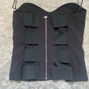 Black Strapless Top with Zipper Detail CORSET TOP